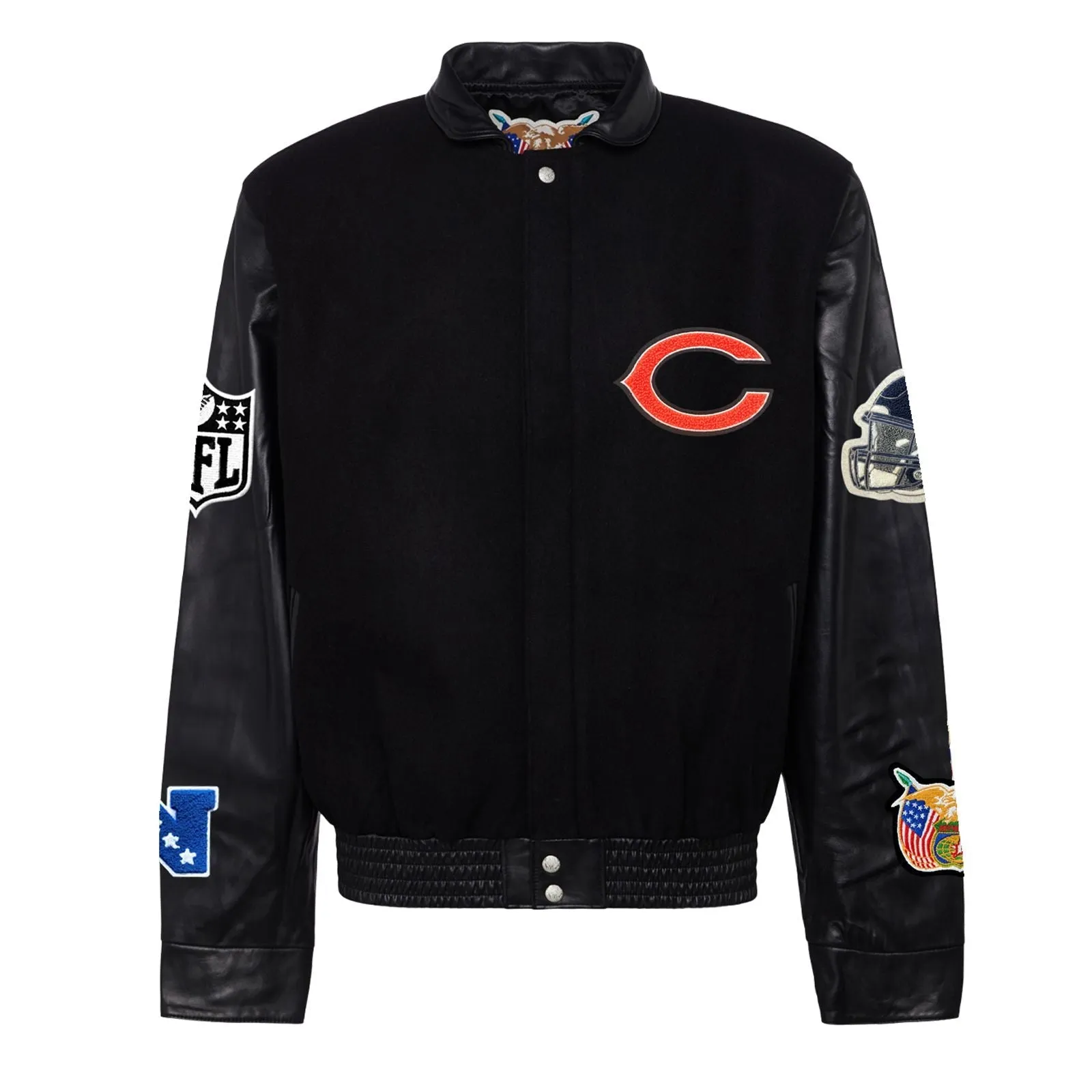 CHICAGO BEARS WOOL & LEATHER VARSITY JACKET Black/Black