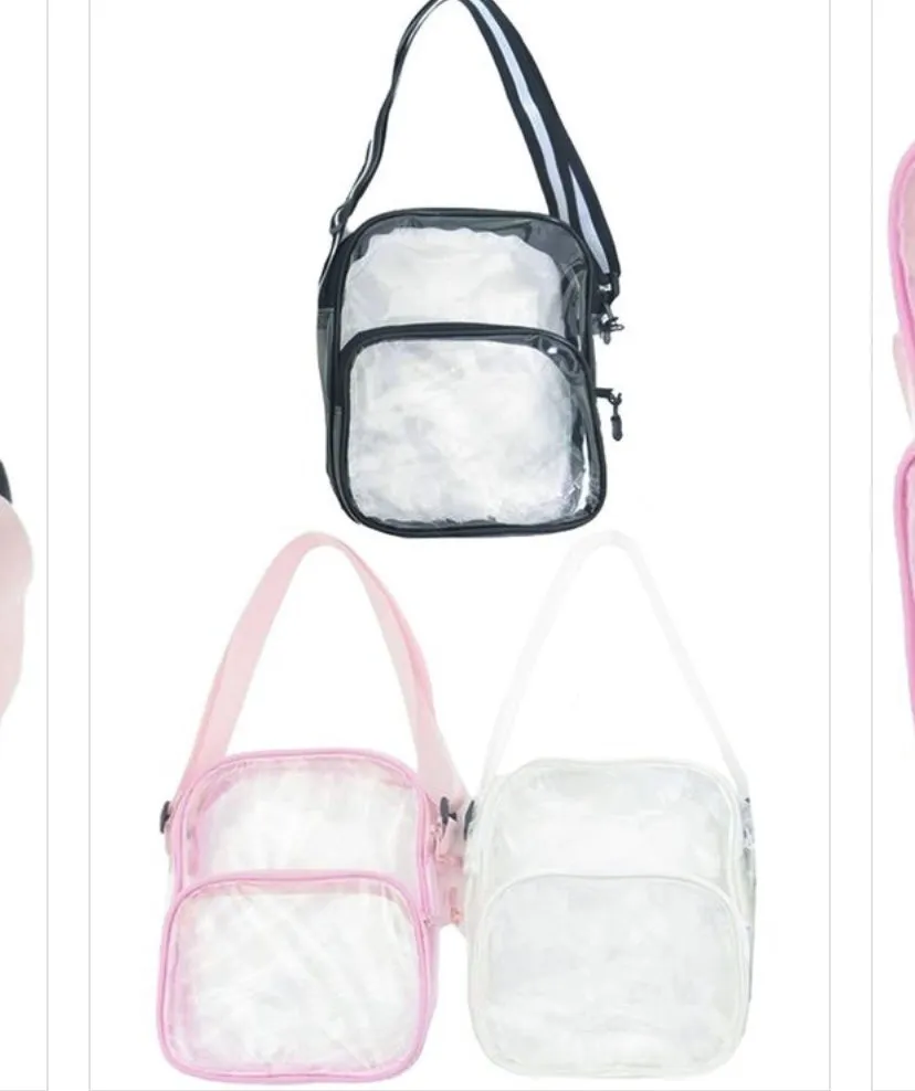 CLEAR SOFT NYLON STRAP DOUBLE COMPARTMENT PVC BAG