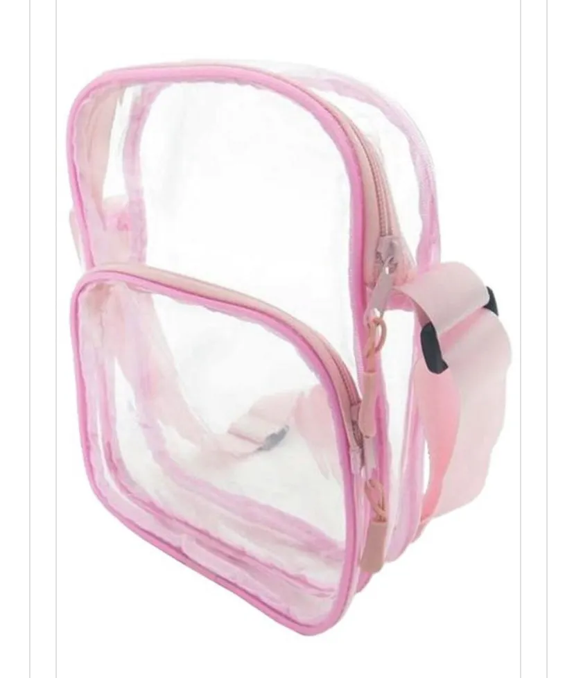 CLEAR SOFT NYLON STRAP DOUBLE COMPARTMENT PVC BAG