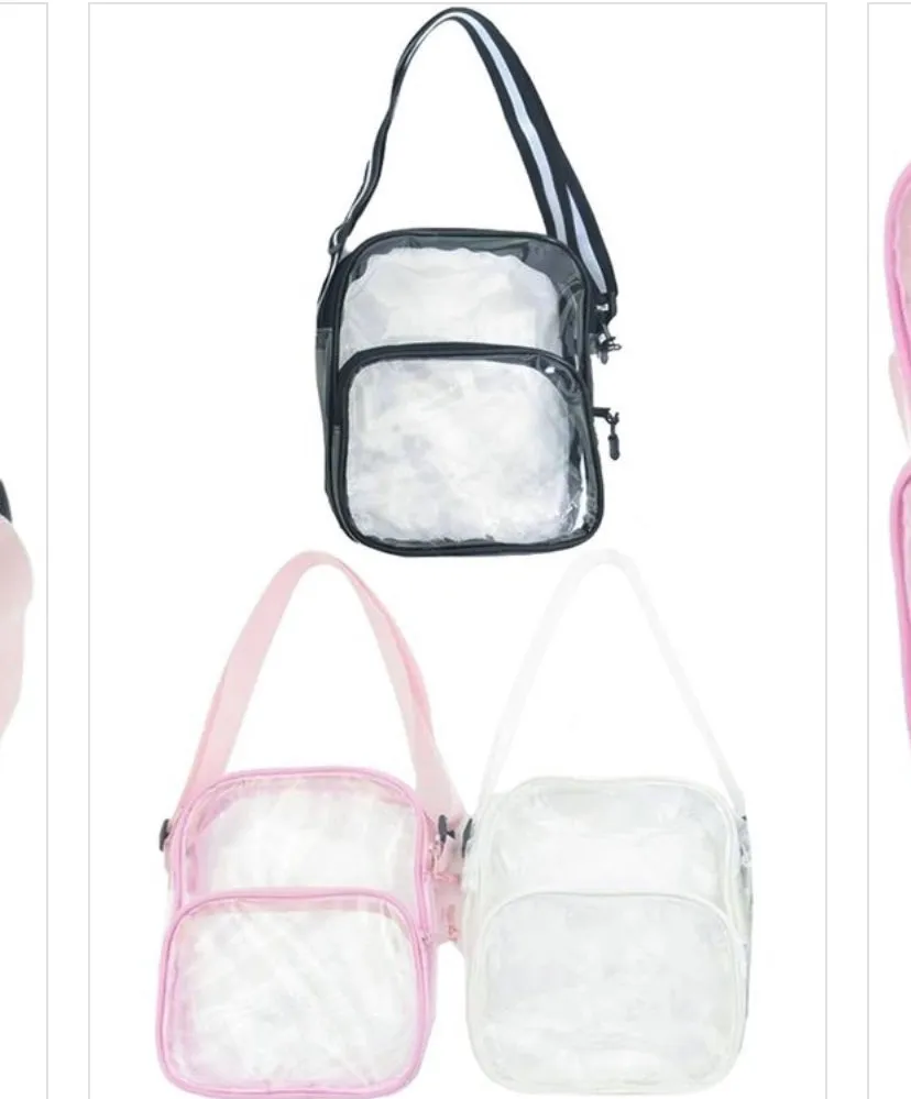 CLEAR SOFT NYLON STRAP DOUBLE COMPARTMENT PVC BAG