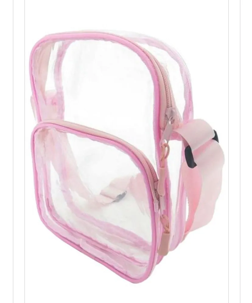 CLEAR SOFT NYLON STRAP DOUBLE COMPARTMENT PVC BAG