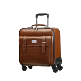 Clownfish Elite Series Laptop Trolley Bag | Overnighter Trolley Bags with Wheels for Travel | Business Cabin Crew Suitcase with Laptop Compartment | 18 inches| 29 litres | Brown