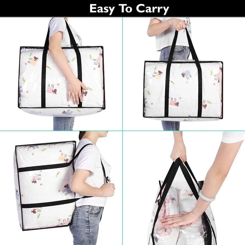 Comforter Storage Bag, Transparent Moving Totes with Sturdy Zipper, Zipper Bag For Clothes, Blankets & Comforter