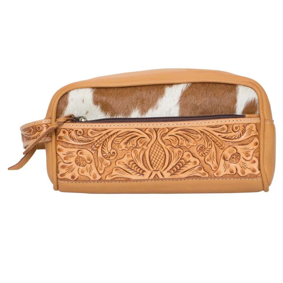 Coro Cowhide Toiletries Bag with Carving Details