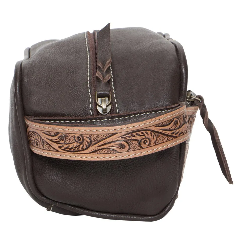 Coro Cowhide Toiletries Bag with Carving Details