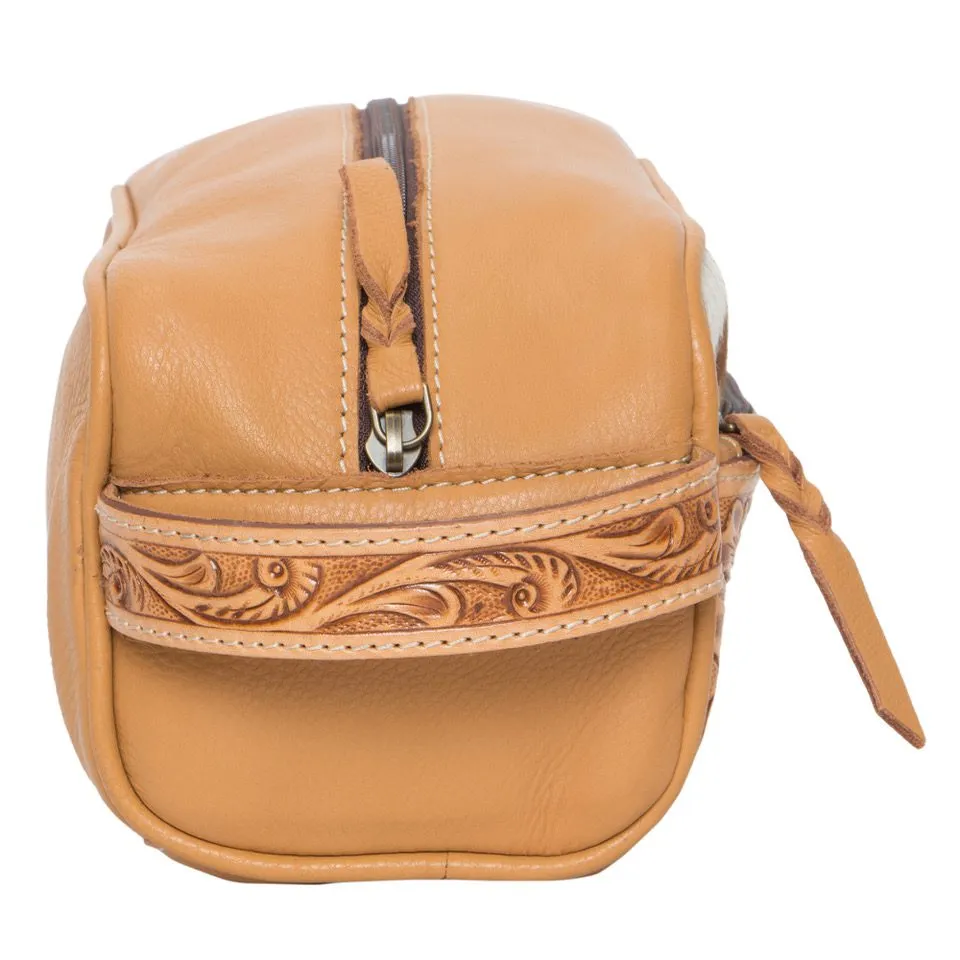 Coro Cowhide Toiletries Bag with Carving Details