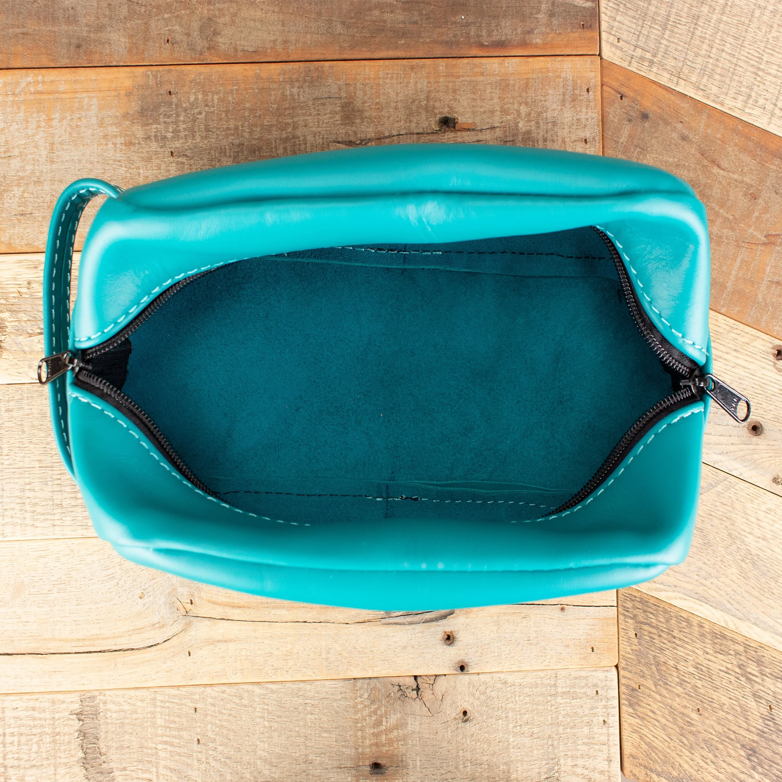 Cowhide Turquoise Cosmetic Bag