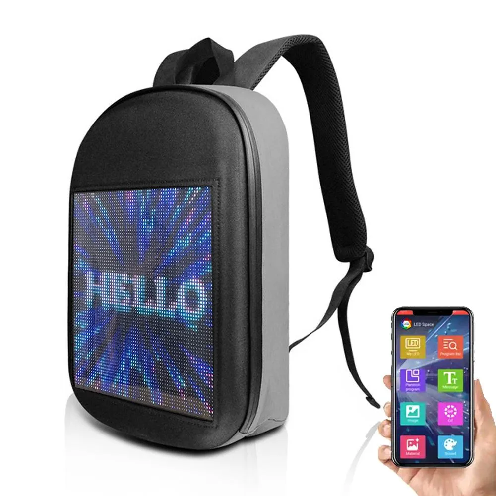 CRONY  LED Fashion Display Backpack  Novelty Smart Style Laptop Backpack Creative Christmas Gift School Bag B001