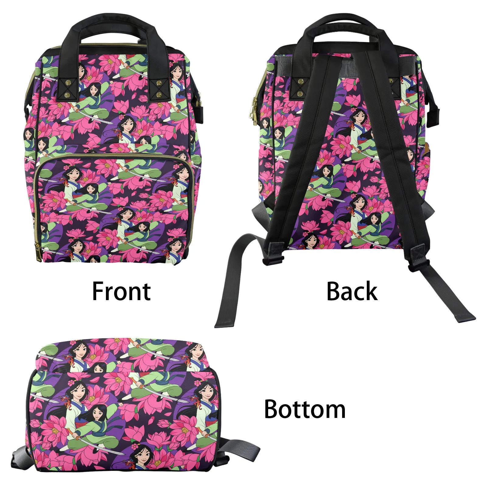 Disney Mulan Blooming Flowers Multi-Function Diaper Bag