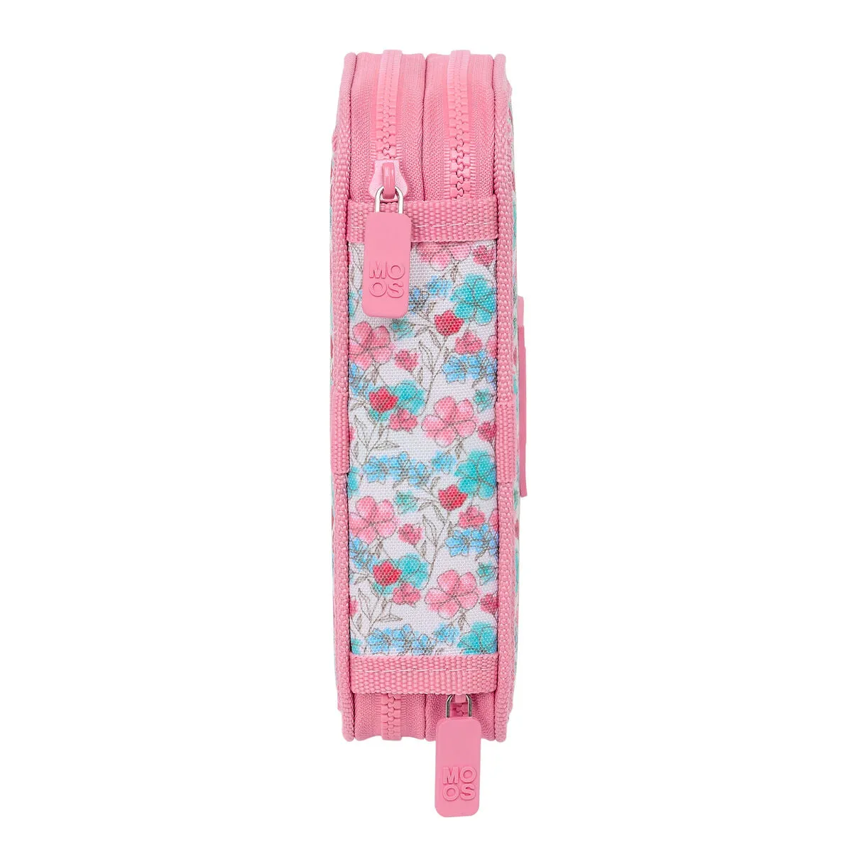 Double Pencil Case Moos Flores Multicolour 12.5 x 19.5 x 4 cm 28 Pieces