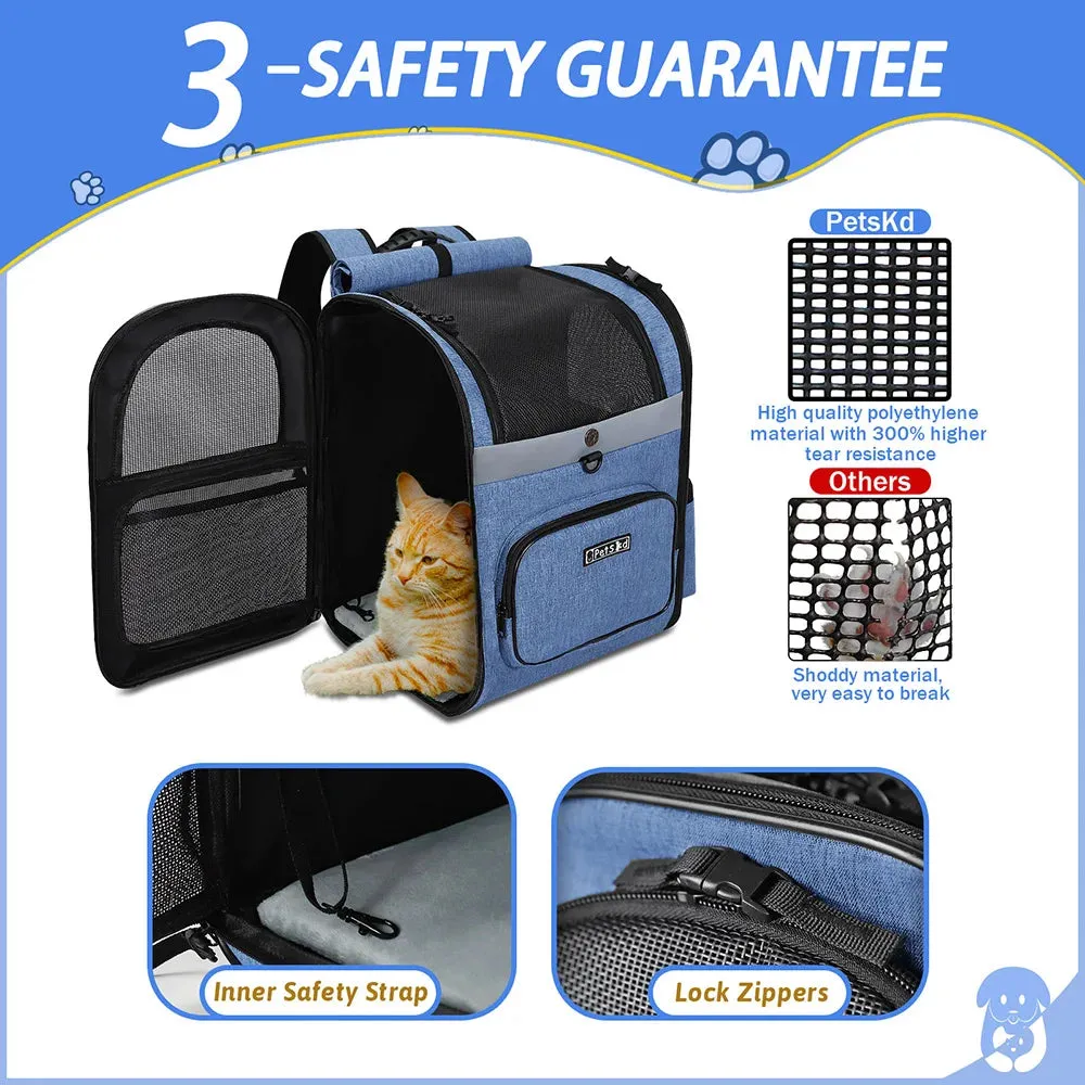 Double Shoulder Pet Backpack for Small Dogs - Sturdy, Breathable, and Foldable