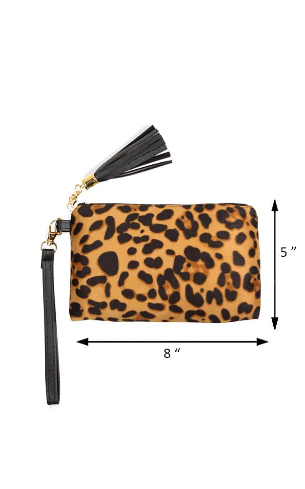 EABG9379 Beige Leopard Crossbody Clutch Bag