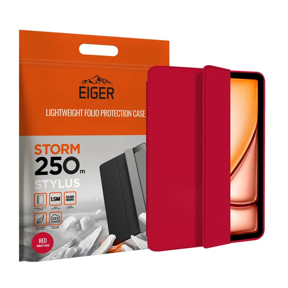 Eiger Storm 250m Stylus Case for iPad Air 13 (2024)/ Pro 12.9 (2022)/(2021) in Red