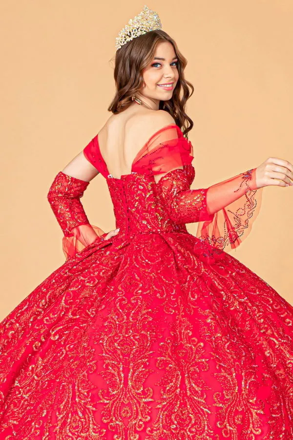 Elizabeth K - GL3073 - Mesh Off-Shoulder Sleeve Quinceanera Dress