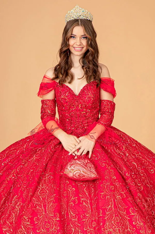 Elizabeth K - GL3073 - Mesh Off-Shoulder Sleeve Quinceanera Dress