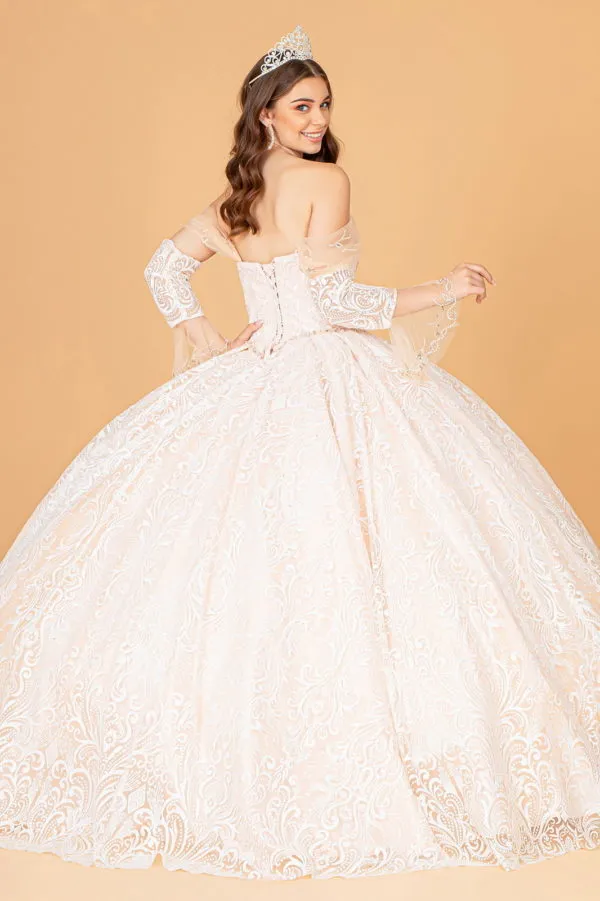 Elizabeth K - GL3073 - Mesh Off-Shoulder Sleeve Quinceanera Dress