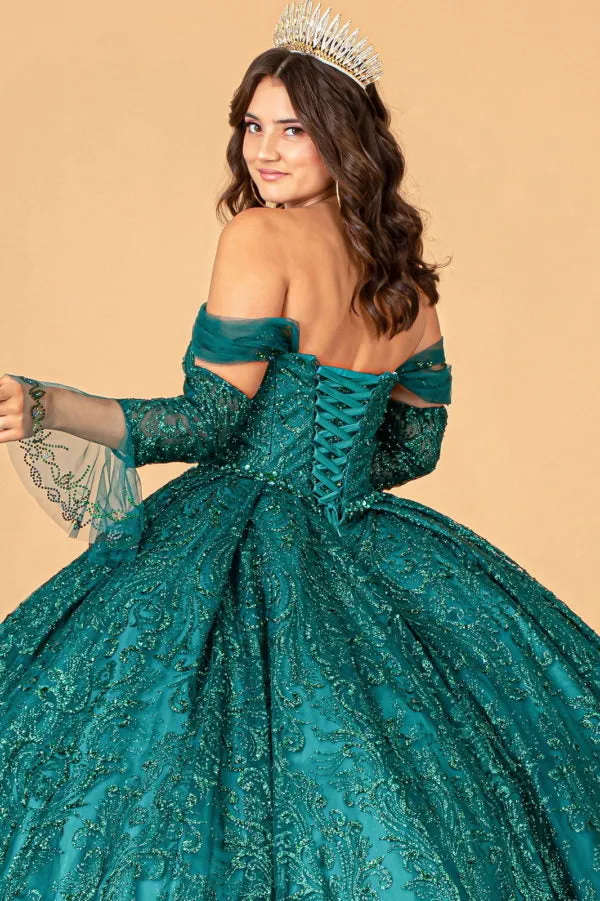 Elizabeth K - GL3073 - Mesh Off-Shoulder Sleeve Quinceanera Dress