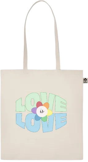 Flower Love is Love Design - Essential ecru organic cotton tote bag