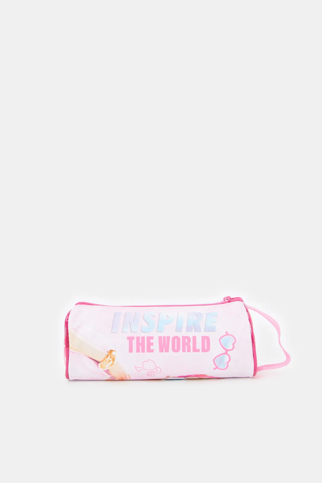 Girls Pink And Blue Barbie Print Pencil Case