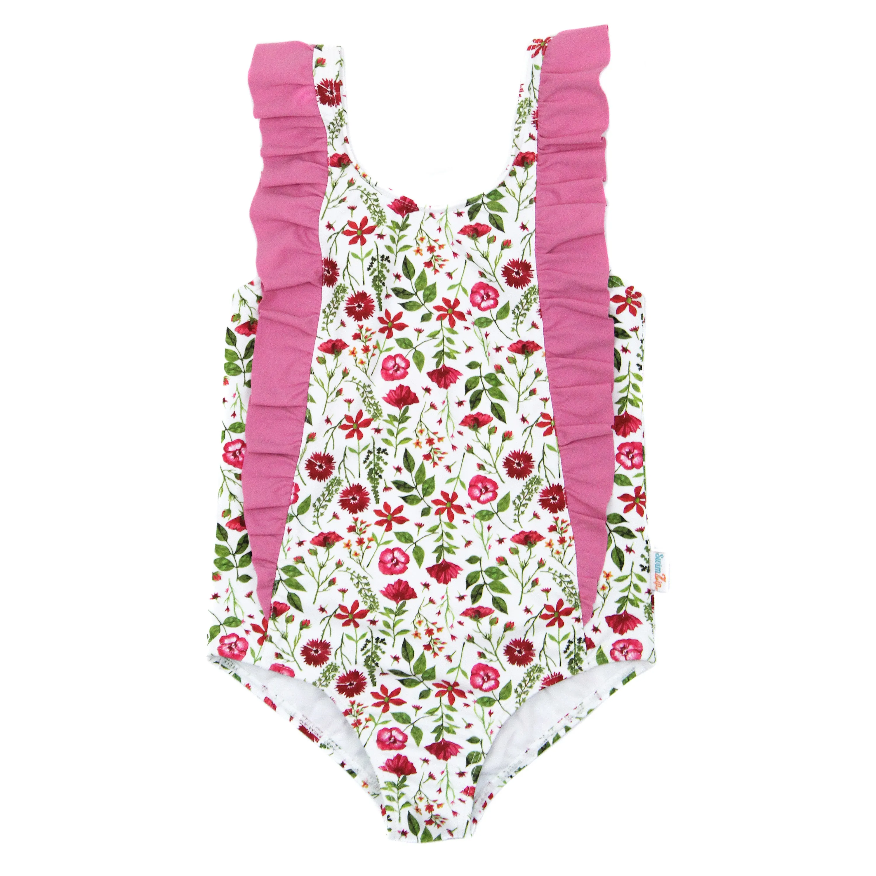 Girls Ruffle One-Piece Swimsuit | "Too Sweet" Floral Garden