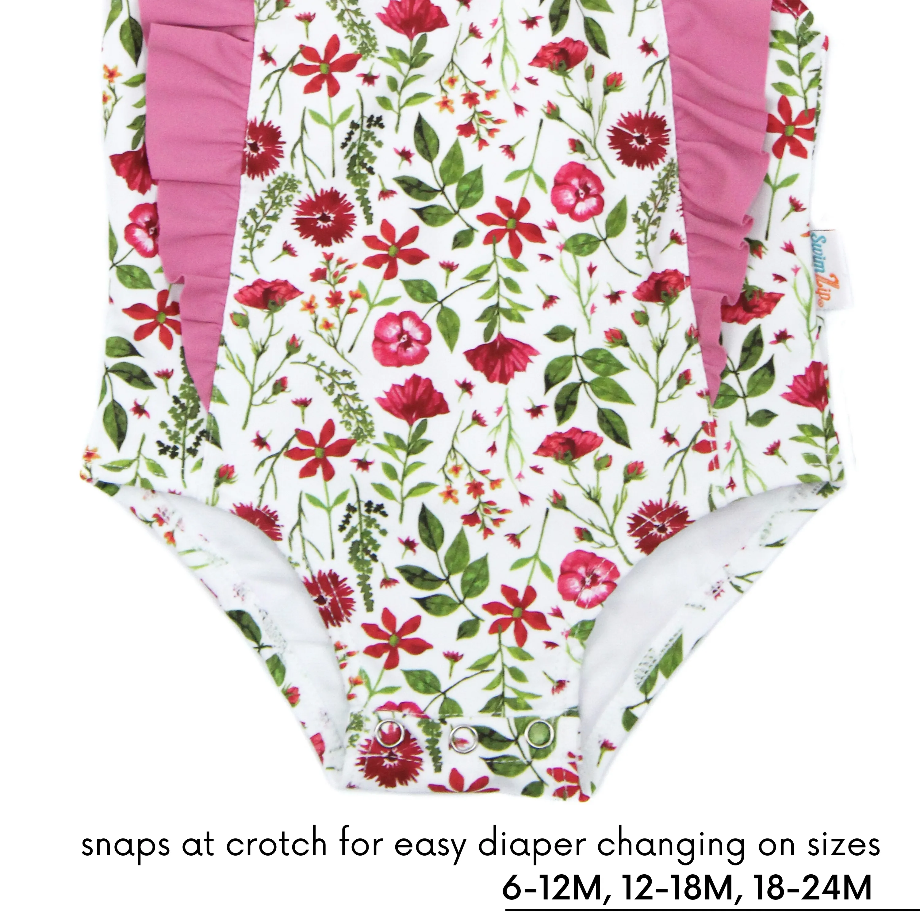 Girls Ruffle One-Piece Swimsuit | "Too Sweet" Floral Garden