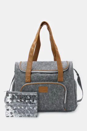 Grey Embellished Diaper Bag