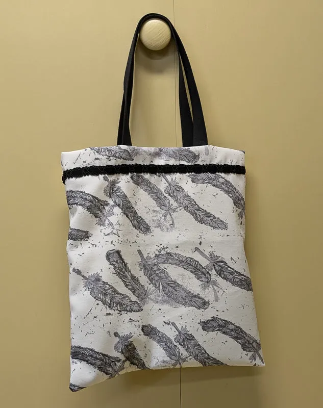 Grey Feathers Tote Bag