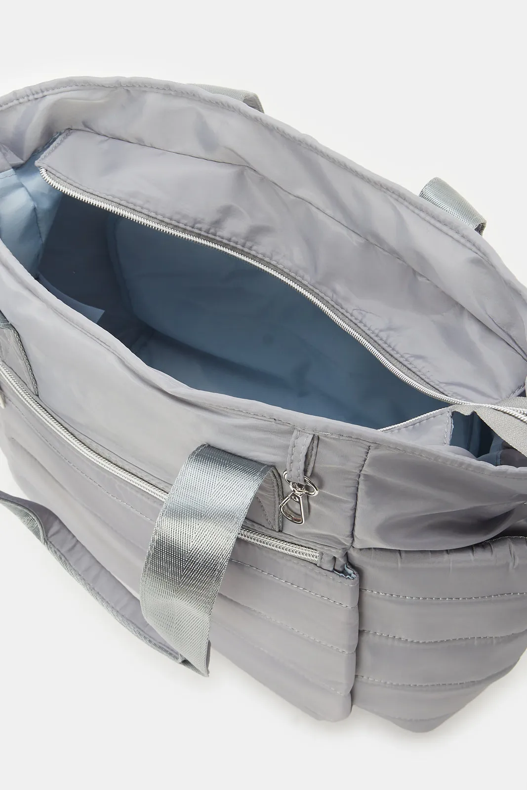 Grey Textured Diaper Bag