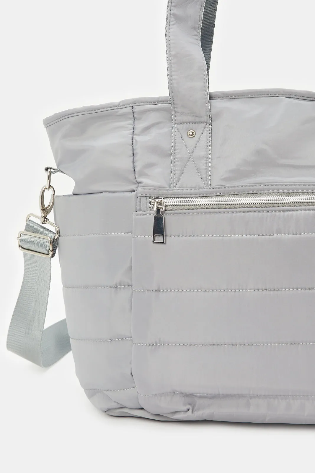 Grey Textured Diaper Bag