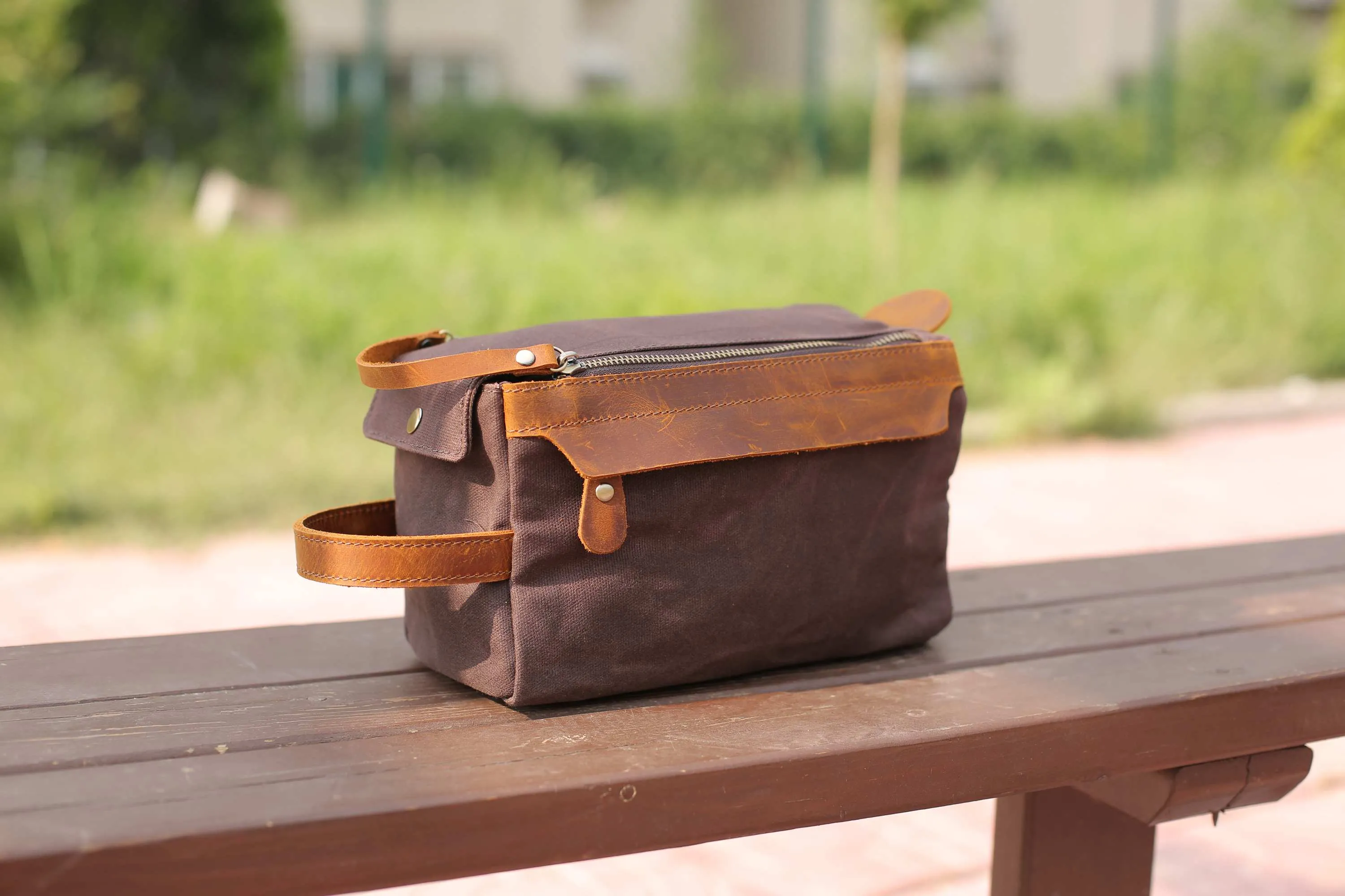 Groomsmen Gift, Personalized Waxed Canvas Toiletry Bag with Monogram, Dopp Kit, Mens Gift, Wedding Gift