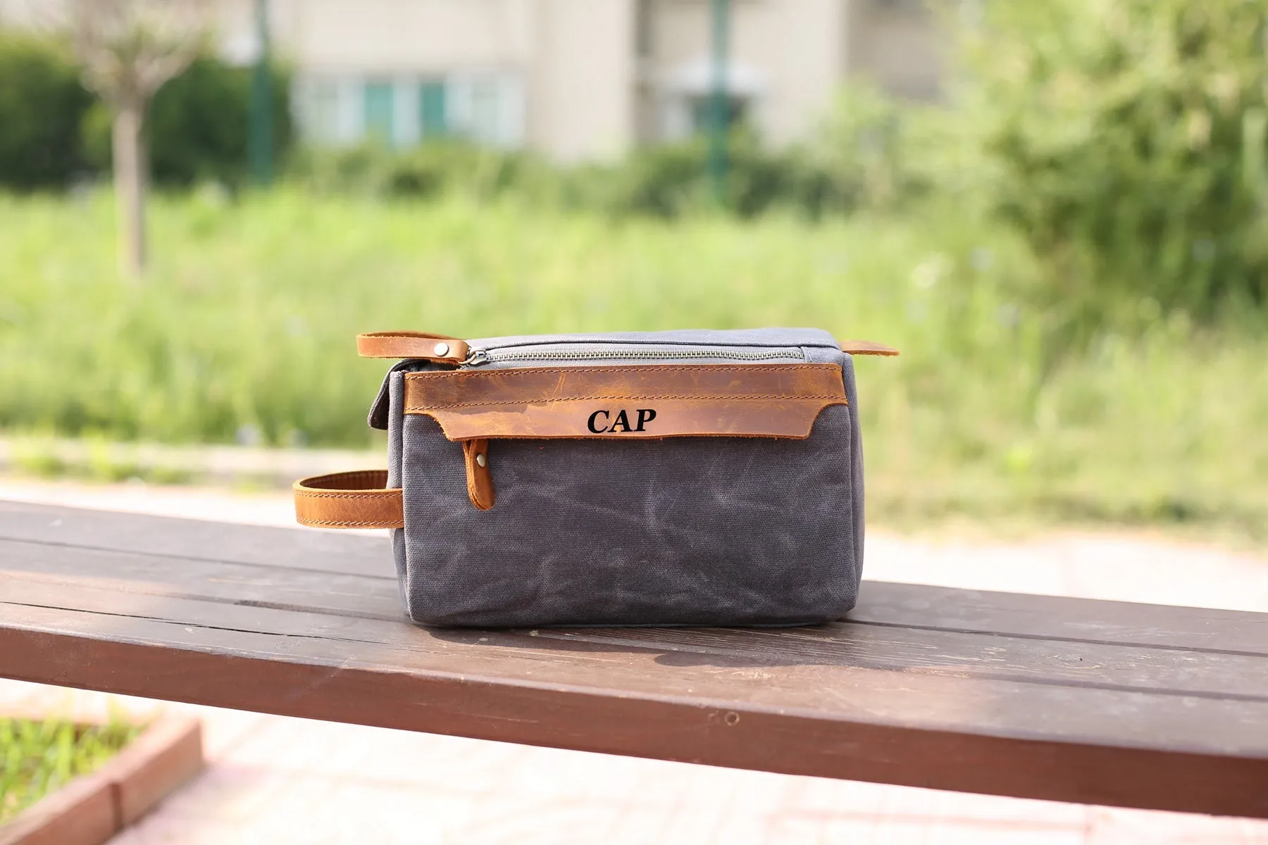 Groomsmen Gift, Personalized Waxed Canvas Toiletry Bag with Monogram, Dopp Kit, Mens Gift, Wedding Gift