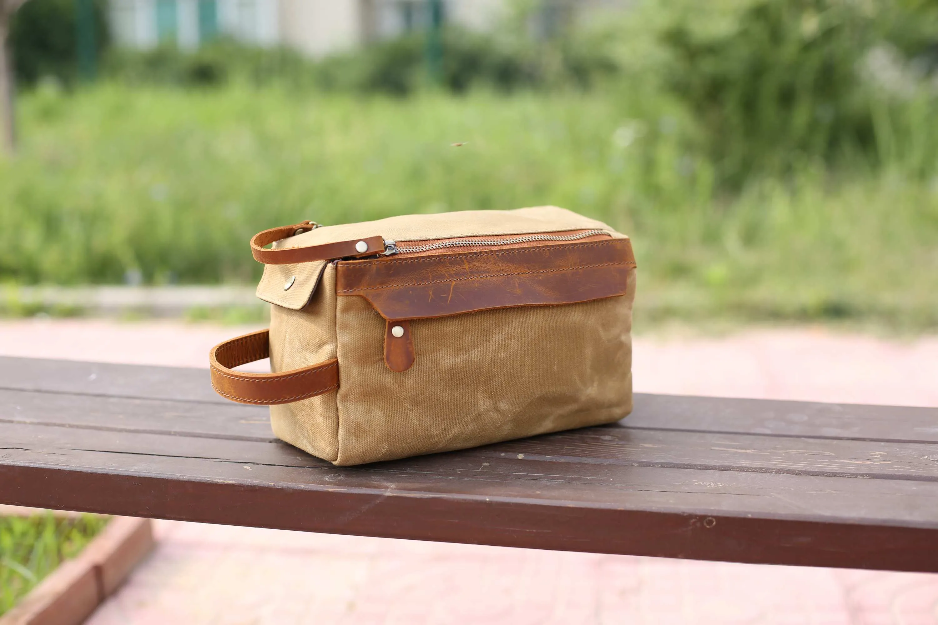 Groomsmen Gift, Personalized Waxed Canvas Toiletry Bag with Monogram, Dopp Kit, Mens Gift, Wedding Gift