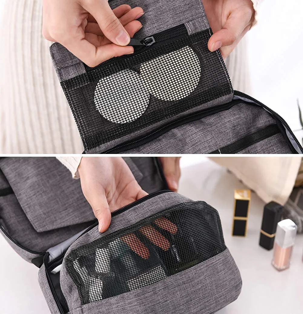 Hanging Travel Toiletry Bag Cosmetic Make up Organizer, Toiletry Bag for Men and Women, Water-Resistant Makeup Cosmetic Bag Travel Organizer for Accessories, Shampoo, Full Sized Container, Toiletries