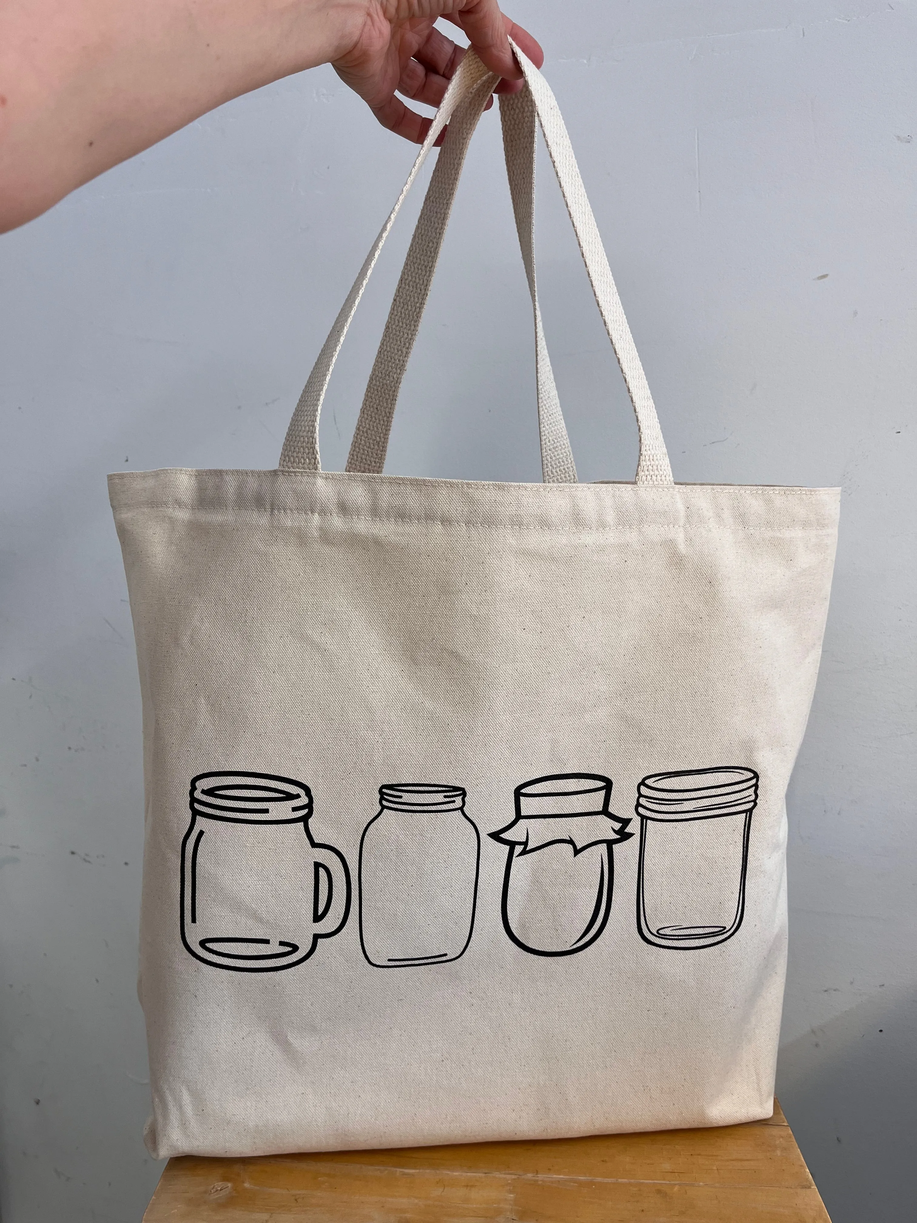 Heavy Cotton Canvas Market Shopping Tote With Dividers for Glassware