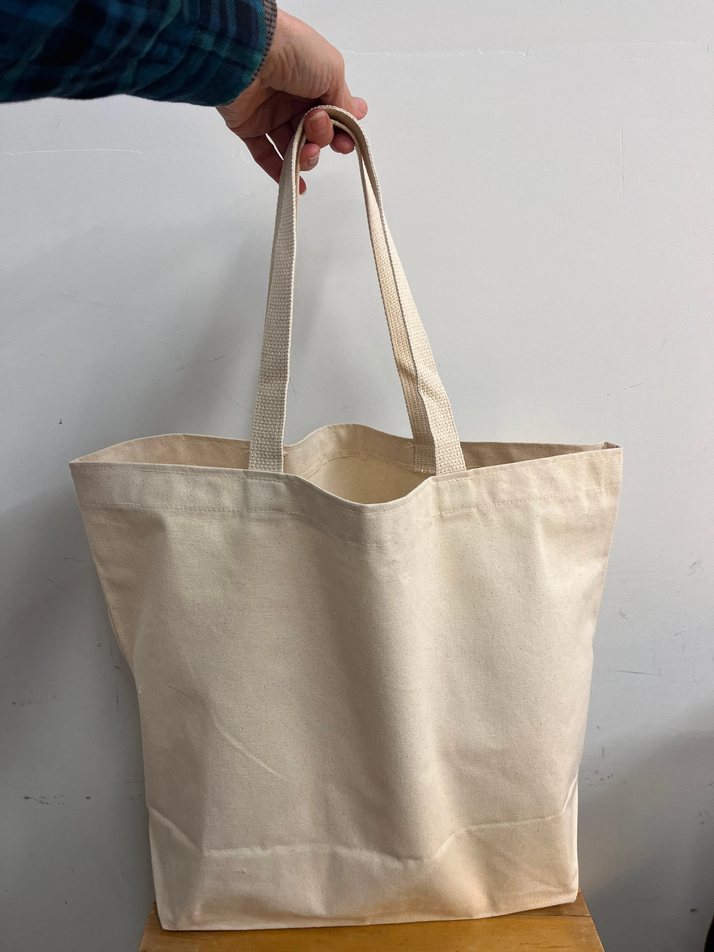 Heavy Cotton Canvas Market Shopping Tote With Dividers for Glassware