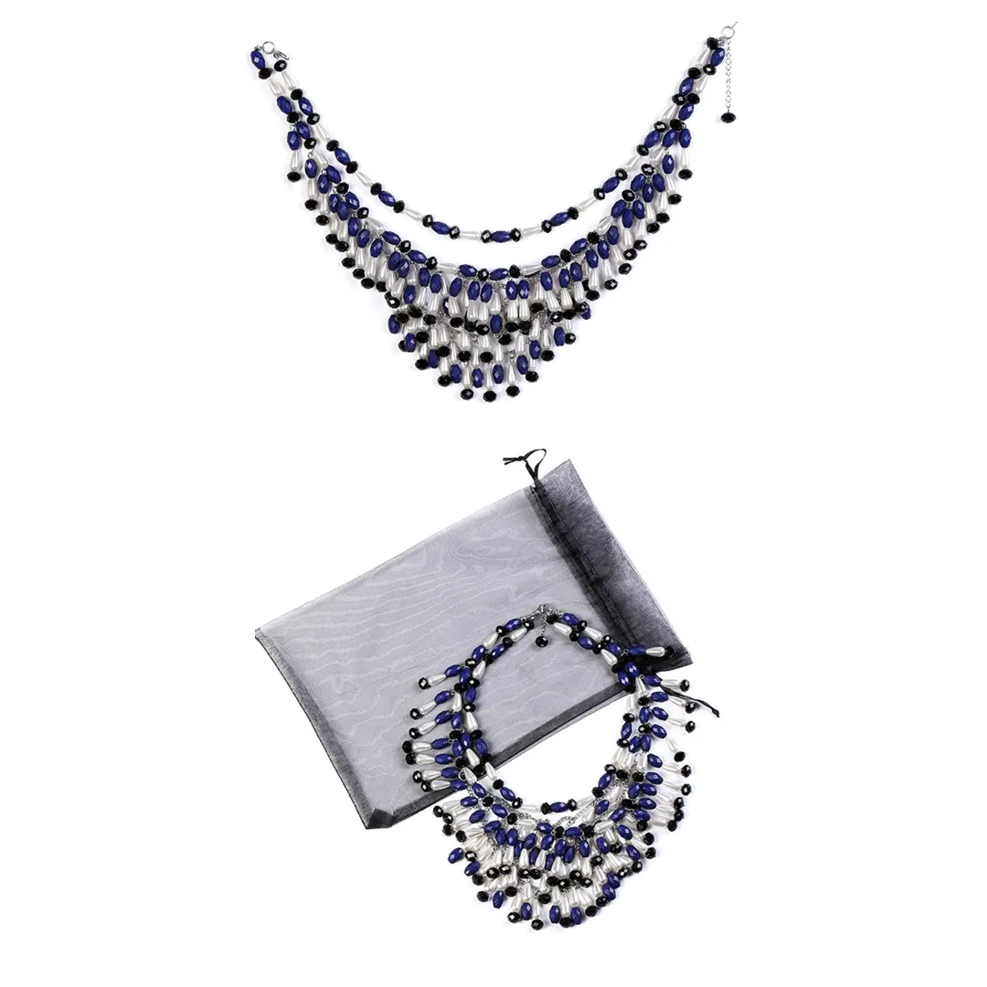 Holly Navy Tiered Bead Necklace Inspired By BAT