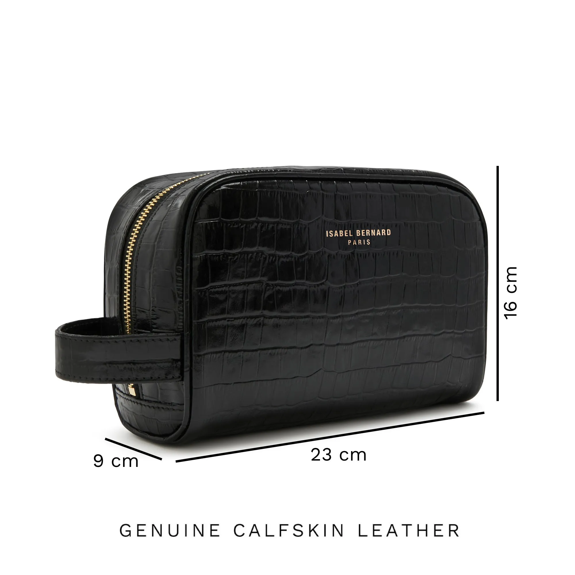 Honoré Blaize croco black calfskin leather toiletry bag