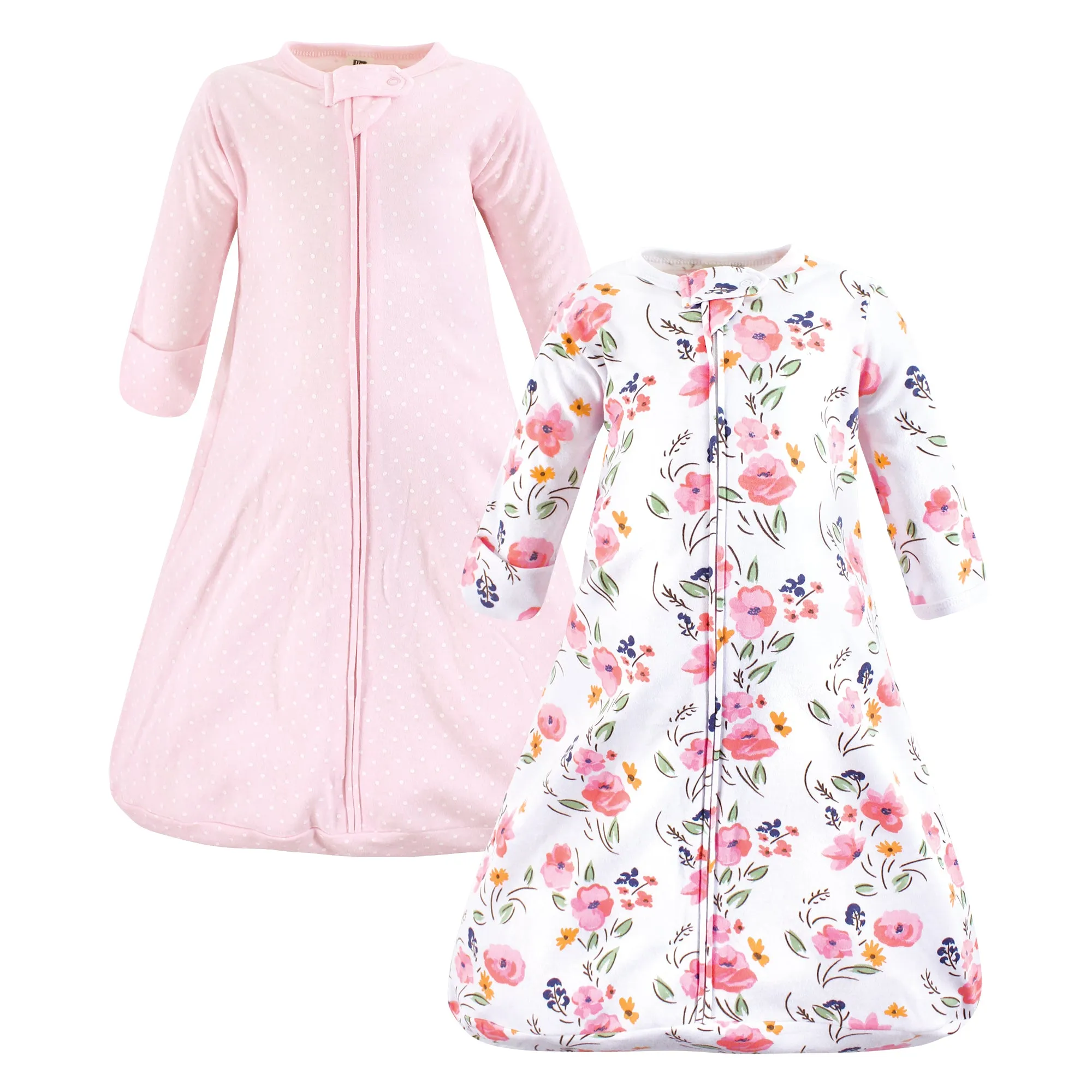 Hudson Baby Cotton Long-Sleeve Wearable Sleeping Bag, Sack, Blanket, Floral Bouquet Long Sleeve