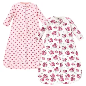 Hudson Baby Cotton Long-Sleeve Wearable Sleeping Bag, Sack, Blanket, Rose