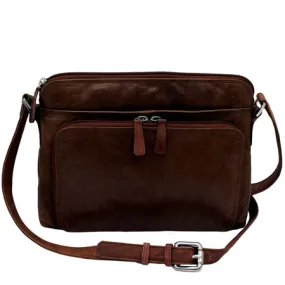 ILI RFID TOP ZIP LEATHER SHOULDER BAG