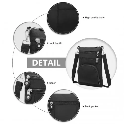 Kono Casual Multi Pocket RFID Blocking Crossbody Bag - Black | Secure & Stylish