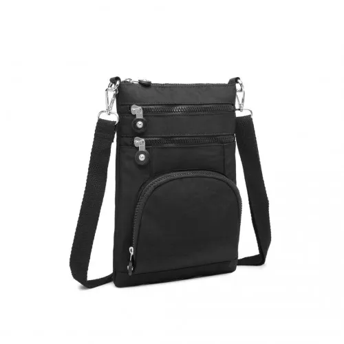 Kono Casual Multi Pocket RFID Blocking Crossbody Bag - Black | Secure & Stylish