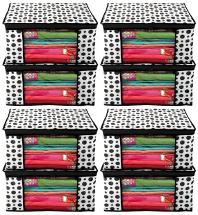 Kuber Industries Clothes Organizer For Wardrobe (Pack of 8) - Storage Organizer For Saree | Shirts | Lehenga | Salwar - Dress Organizer For Wardrobe - Saree Covers With Zip (Printed) (Black and White)