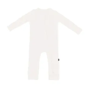 Kyte Baby Ribbed Zipper Romper in Cloud