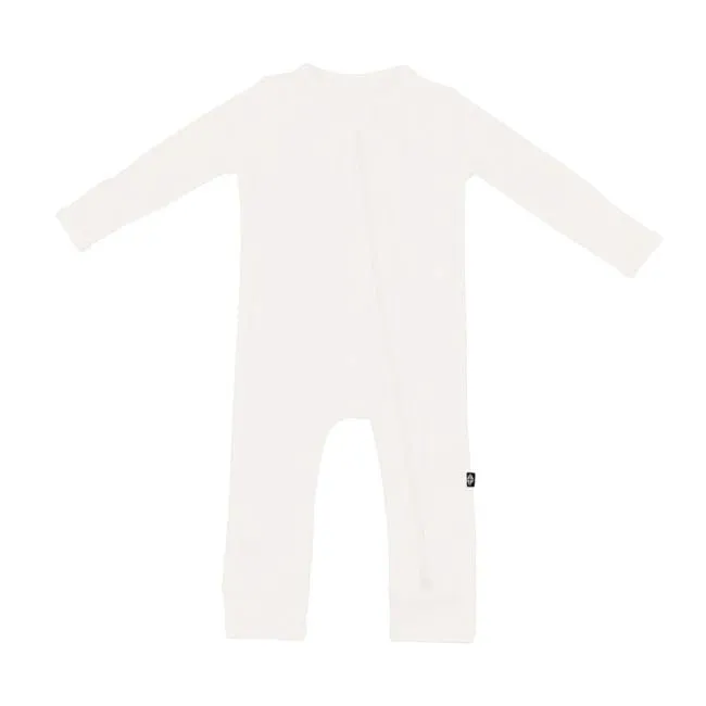 Kyte Baby Ribbed Zipper Romper in Cloud