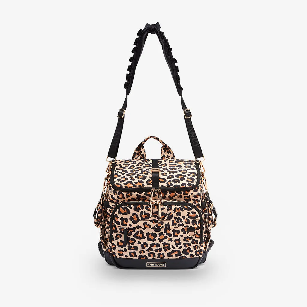 Lana Leopard Tan Ruffled Shoulder Strap