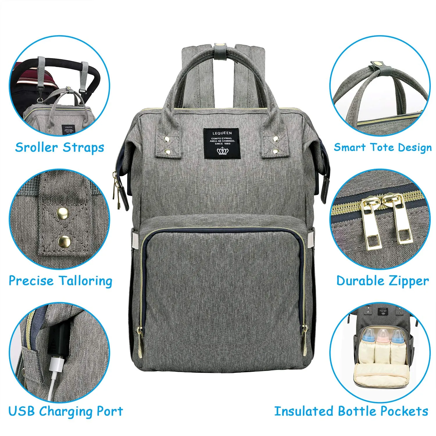 Large Capacity USB Mom Baby Diaper Backpack