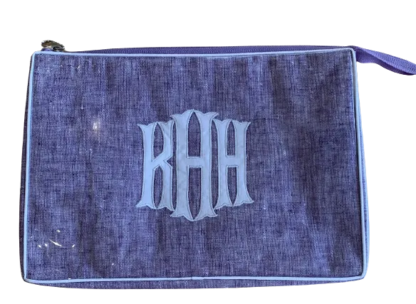 Lavender Travel Bag with Embroidered Monogram