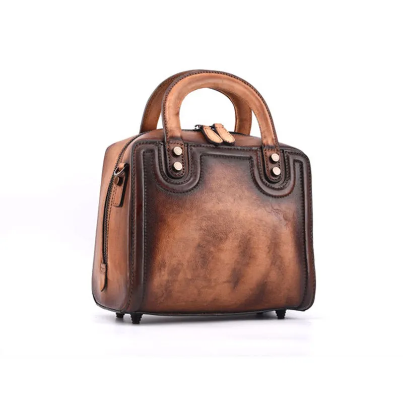 Leather Women Cube Bag Leather Handbags Crossbody Bags for Women