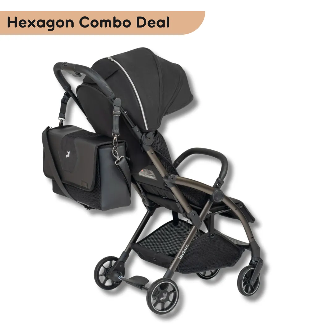 Leclercbaby Combo Hexagon Carbon Black (Stroller    Diaper Bag)